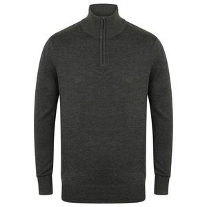 Henbury Mens Zip Neck Sweatshirt / Grey Marl